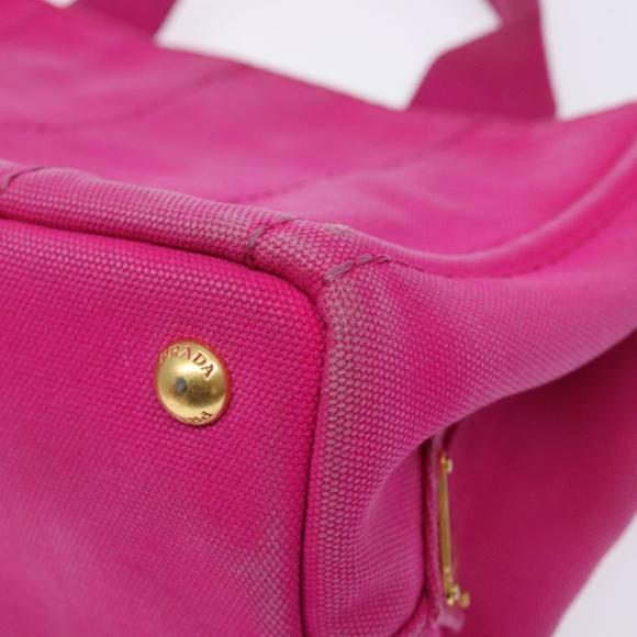 PRADA Canapa PM Hand Bag Canvas Pink Gold Auth PP906 - Picture 16 of 16